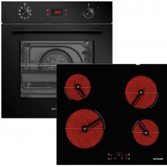 Pyramis PO782008SBL + PHC61410FMB Φούρνος 034068401 + 174020030 άνω Πάγκου 78lt με Κεραμικές Εστίες Π59.5εκ. Κόκκινος